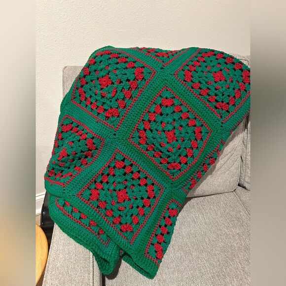 Vintage Handmade Granny Square Afghan Crochet - Picture 1 of 5
